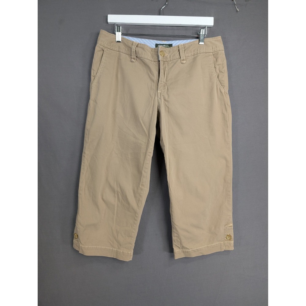 Eddie Bauer Womens Khaki Chino Capris Pants Tan Size 10 8291